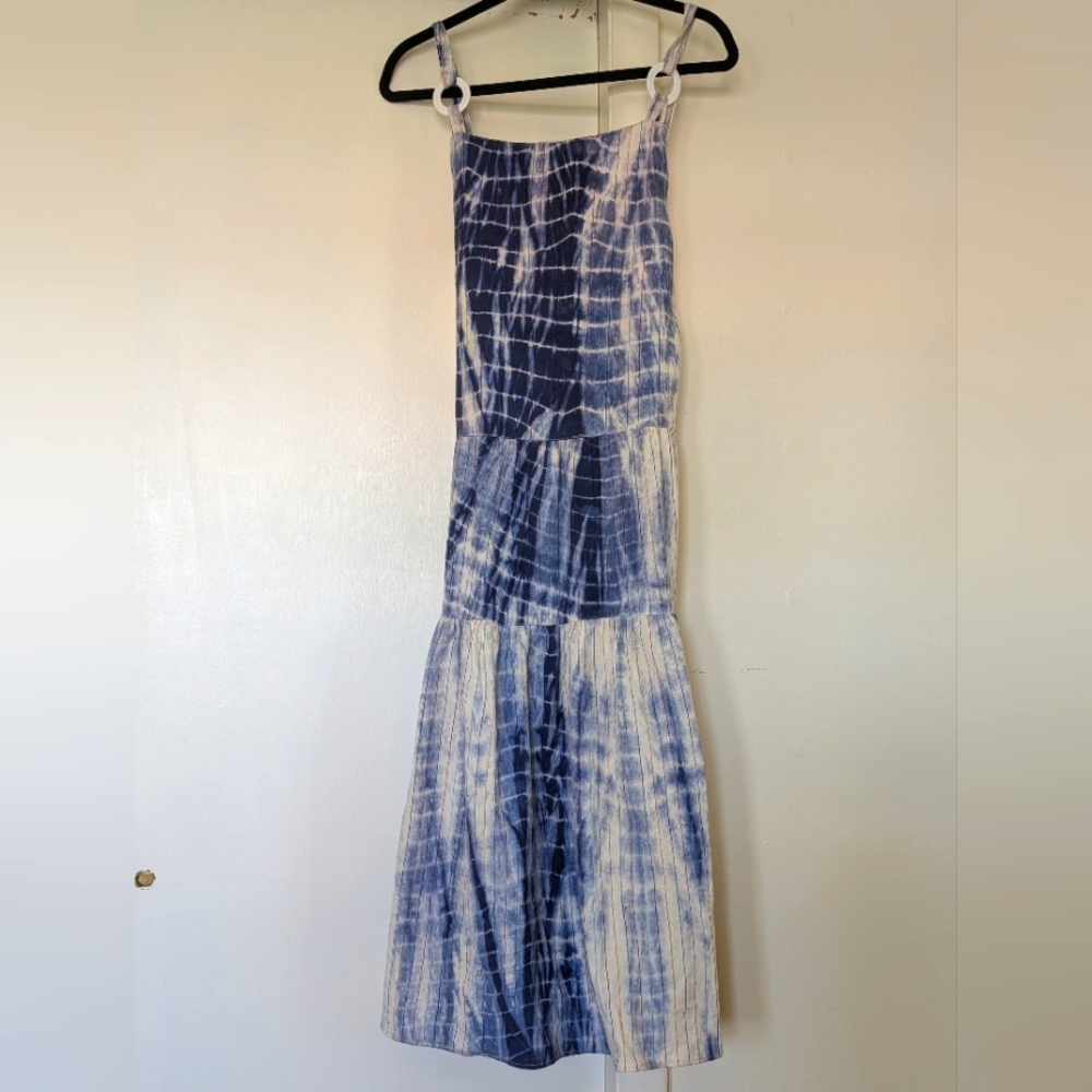 100% Cotton Tie-Dye Tiered Dress With Back Tie - Large